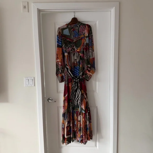 Farm Rio Tropical Multicolor Long Sleeve Maxi Dress - Picture 4 of 8